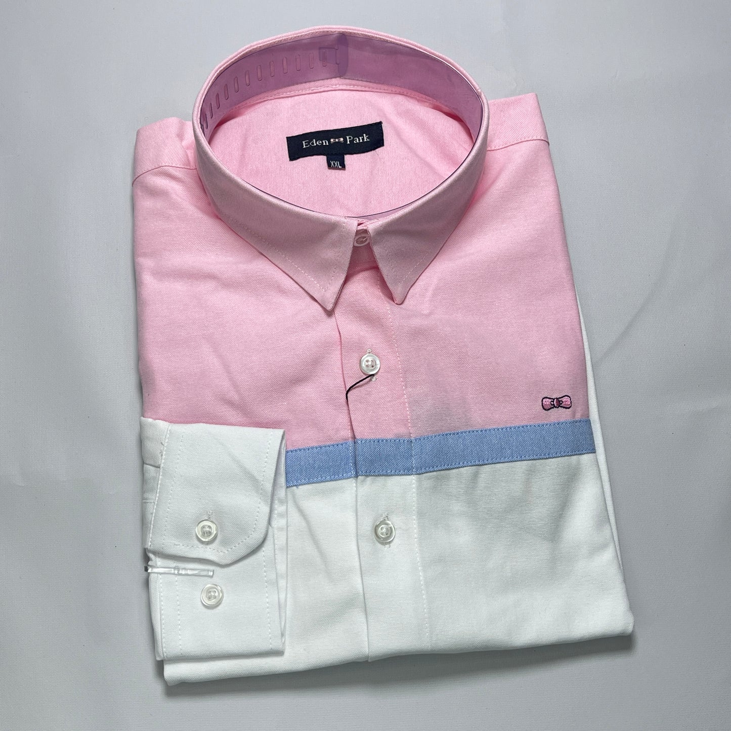 Eden Park Dual-Tone Pink and White Oxford Long Sleeve