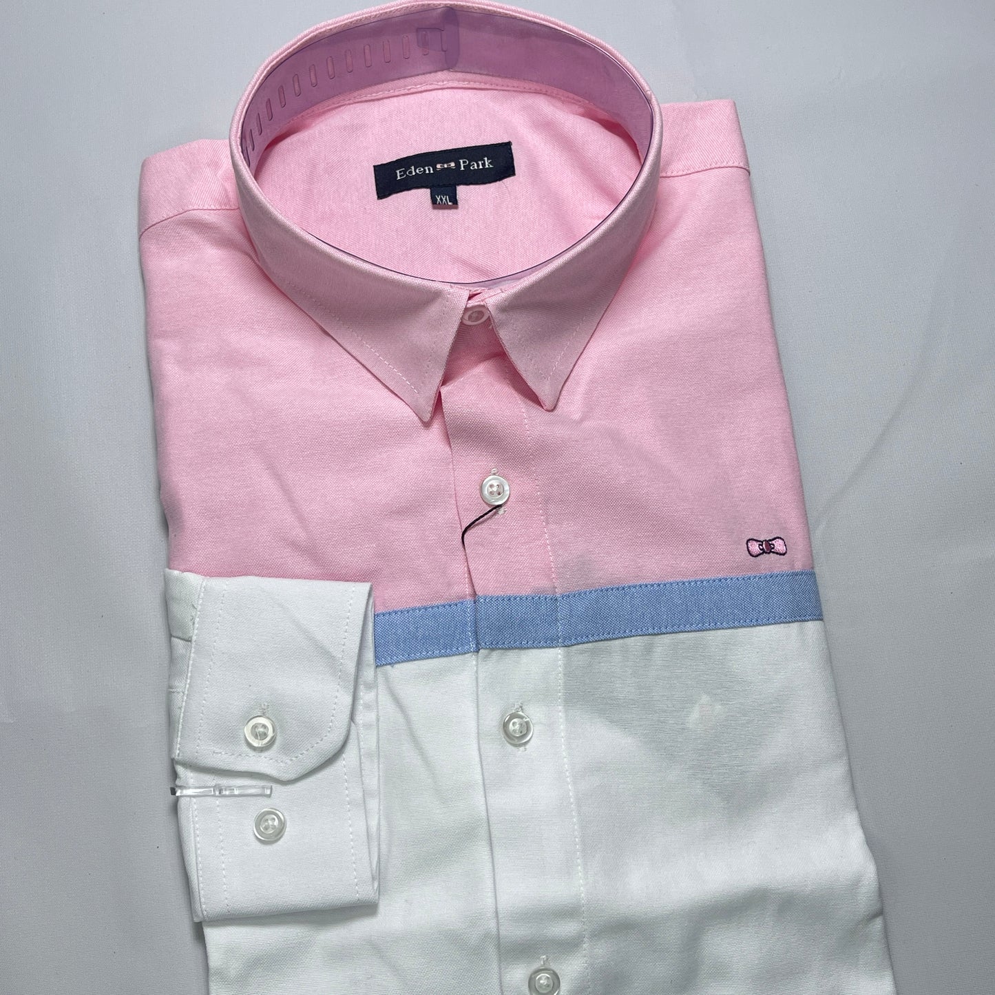 Eden Park Dual-Tone Pink and White Oxford Long Sleeve
