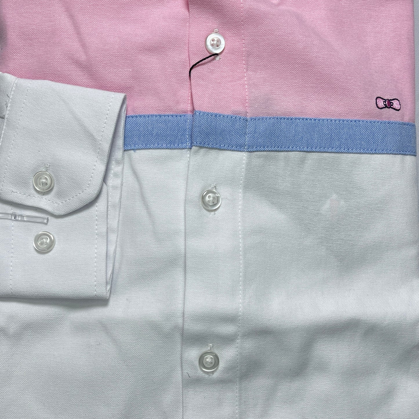 Eden Park Dual-Tone Pink and White Oxford Long Sleeve