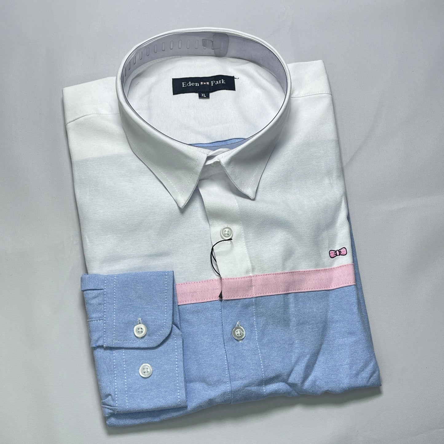 Eden Park Dual-Tone White and Blue Oxford Long Sleeve
