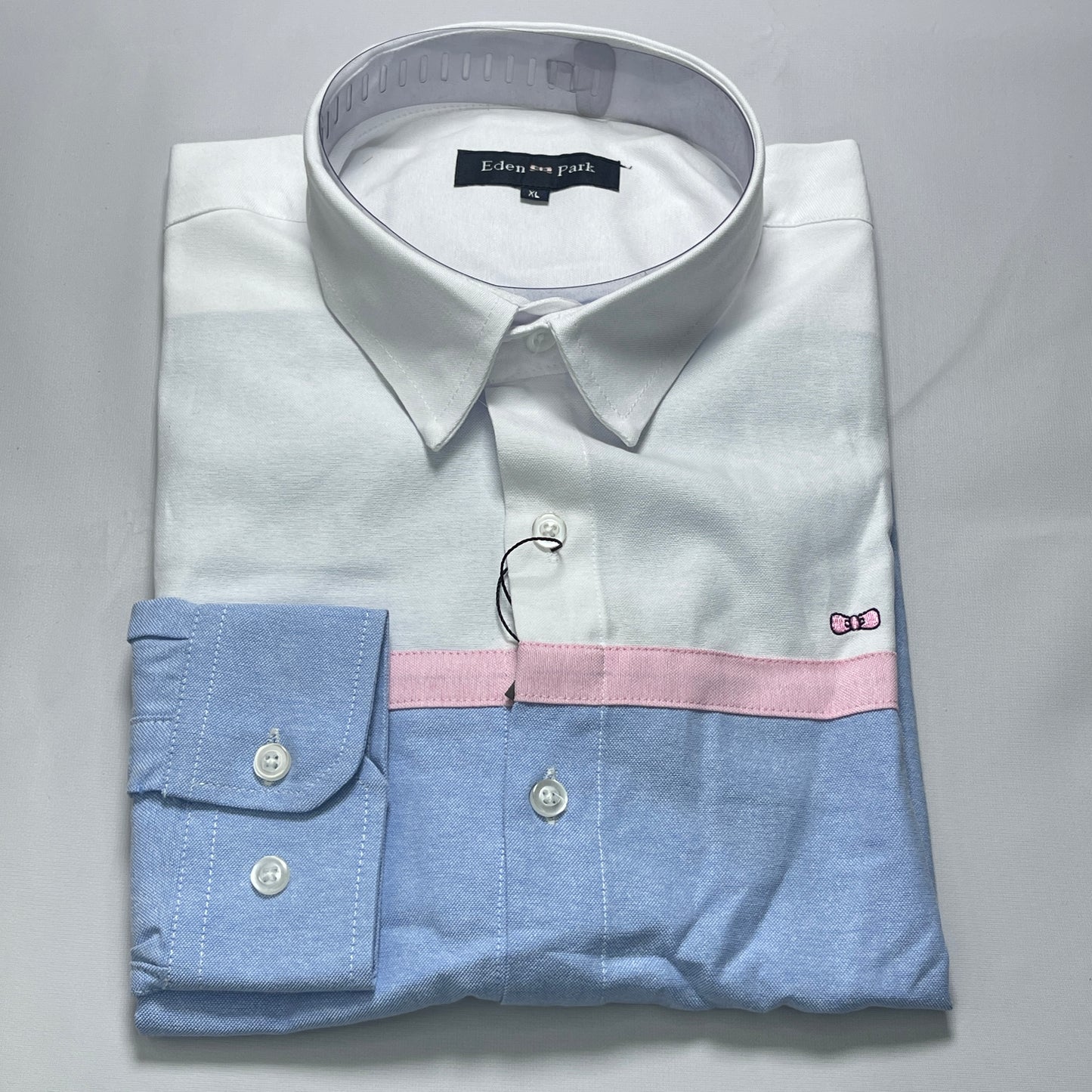 Eden Park Dual-Tone White and Blue Oxford Long Sleeve