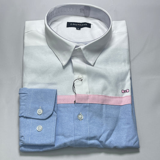 Eden Park Dual-Tone White and Blue Oxford Long Sleeve