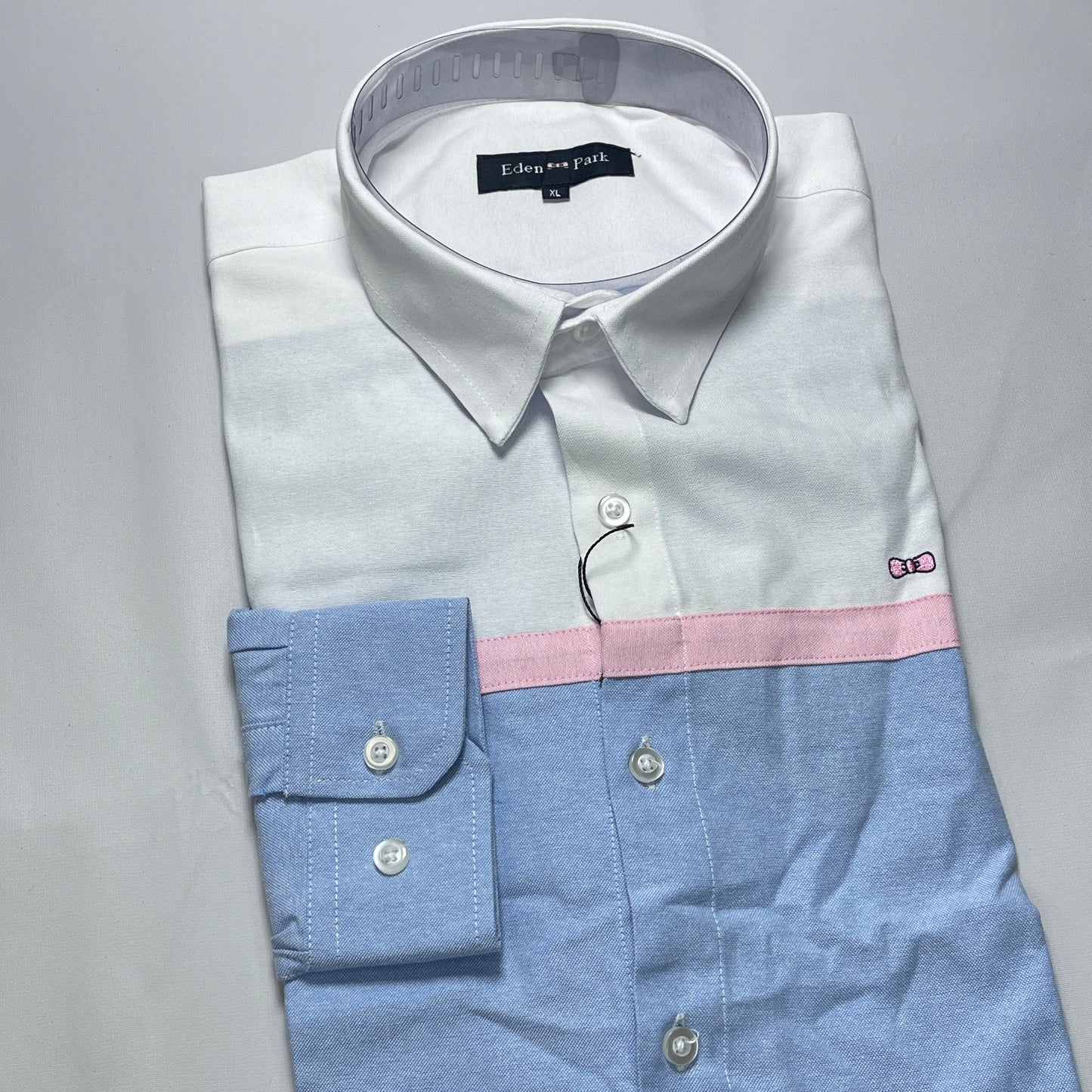 Eden Park Dual-Tone White and Blue Oxford Long Sleeve
