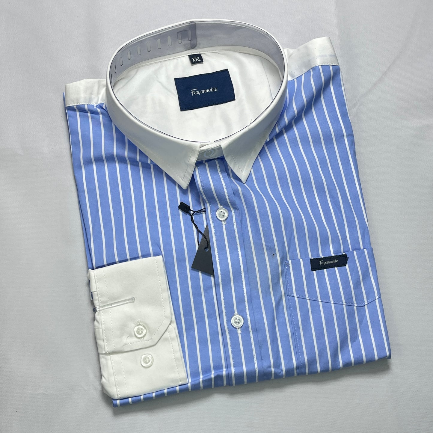 Blue Striped Faconnable Men Shirt