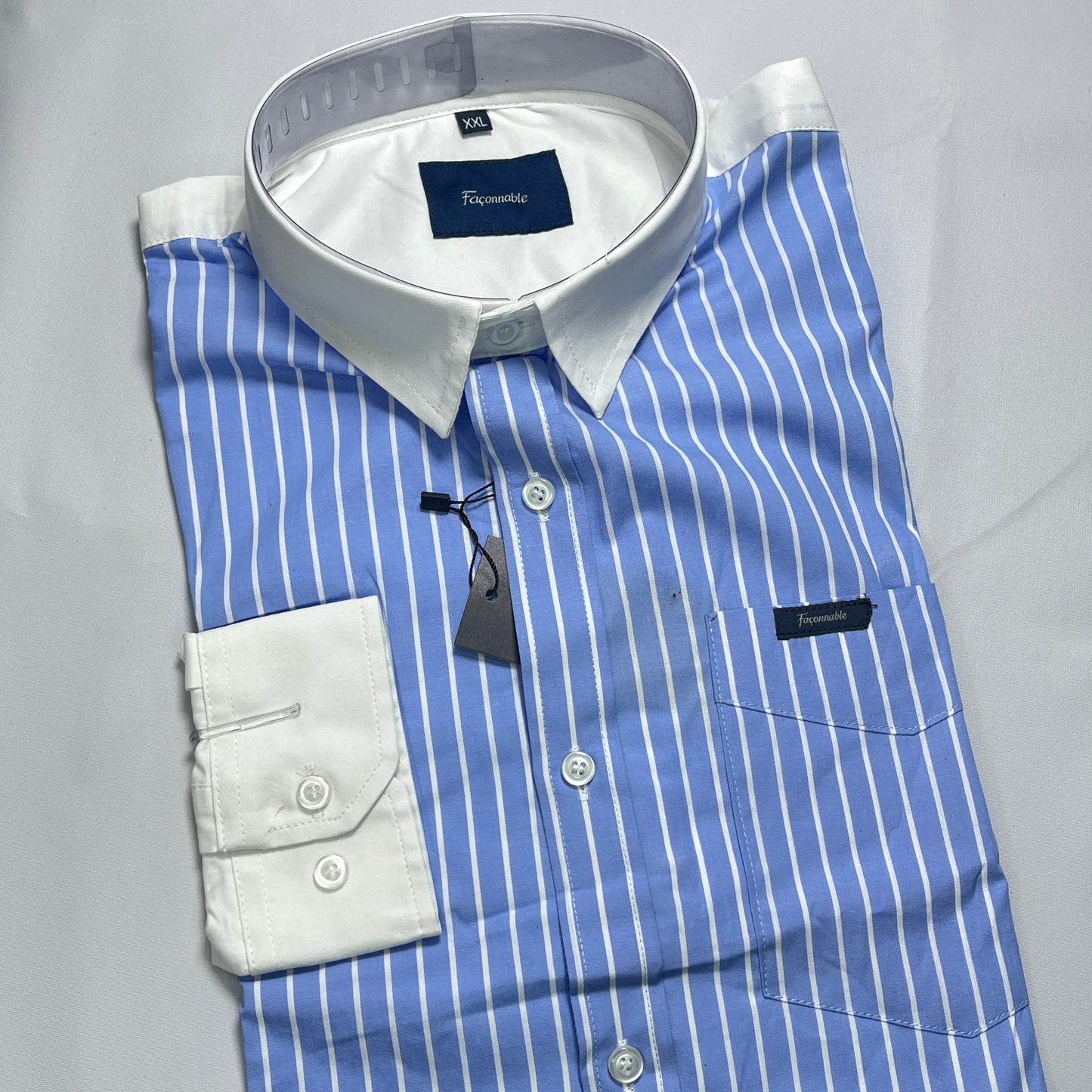 Blue Striped Faconnable Men Shirt