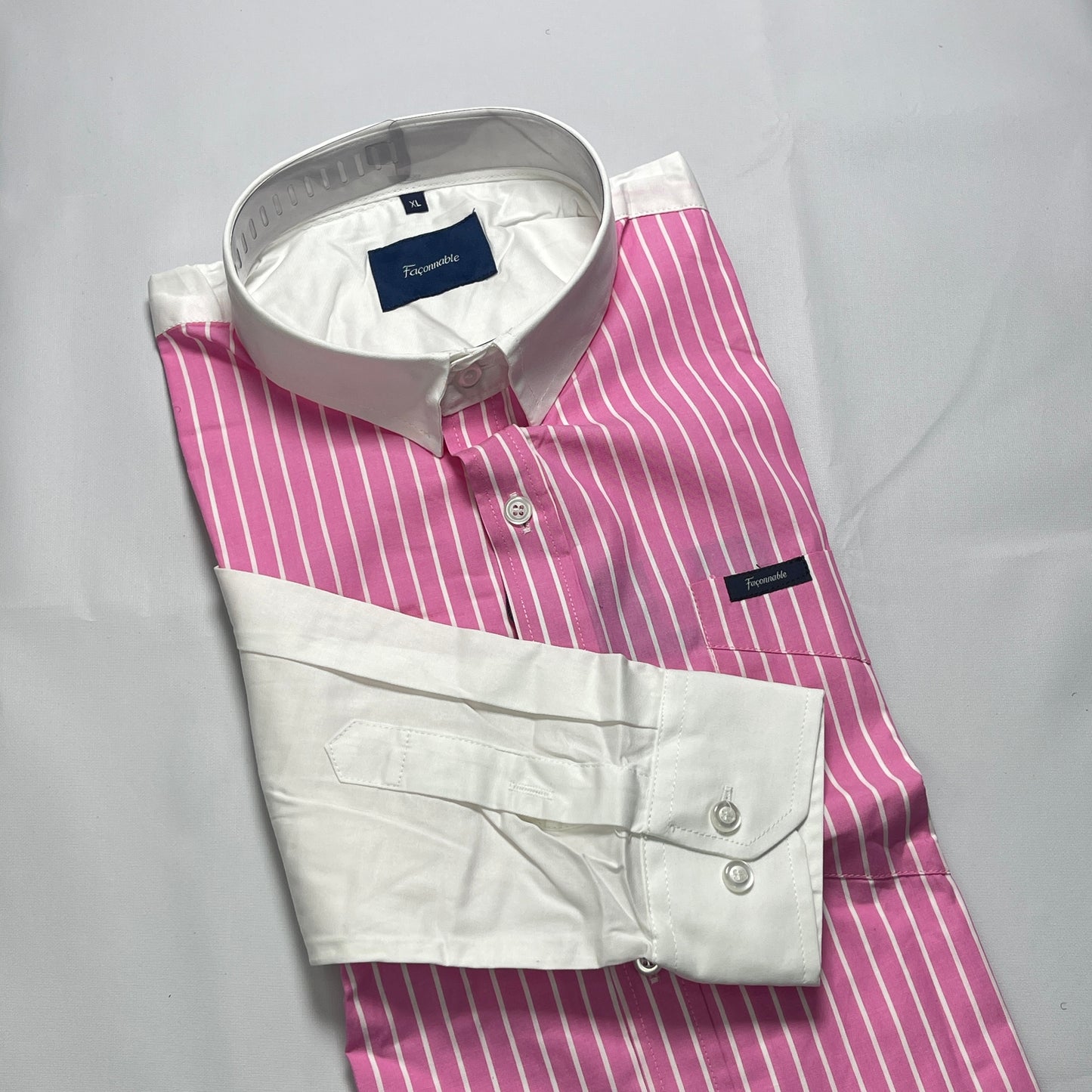 Pink Striped Faconnable Men Shirt