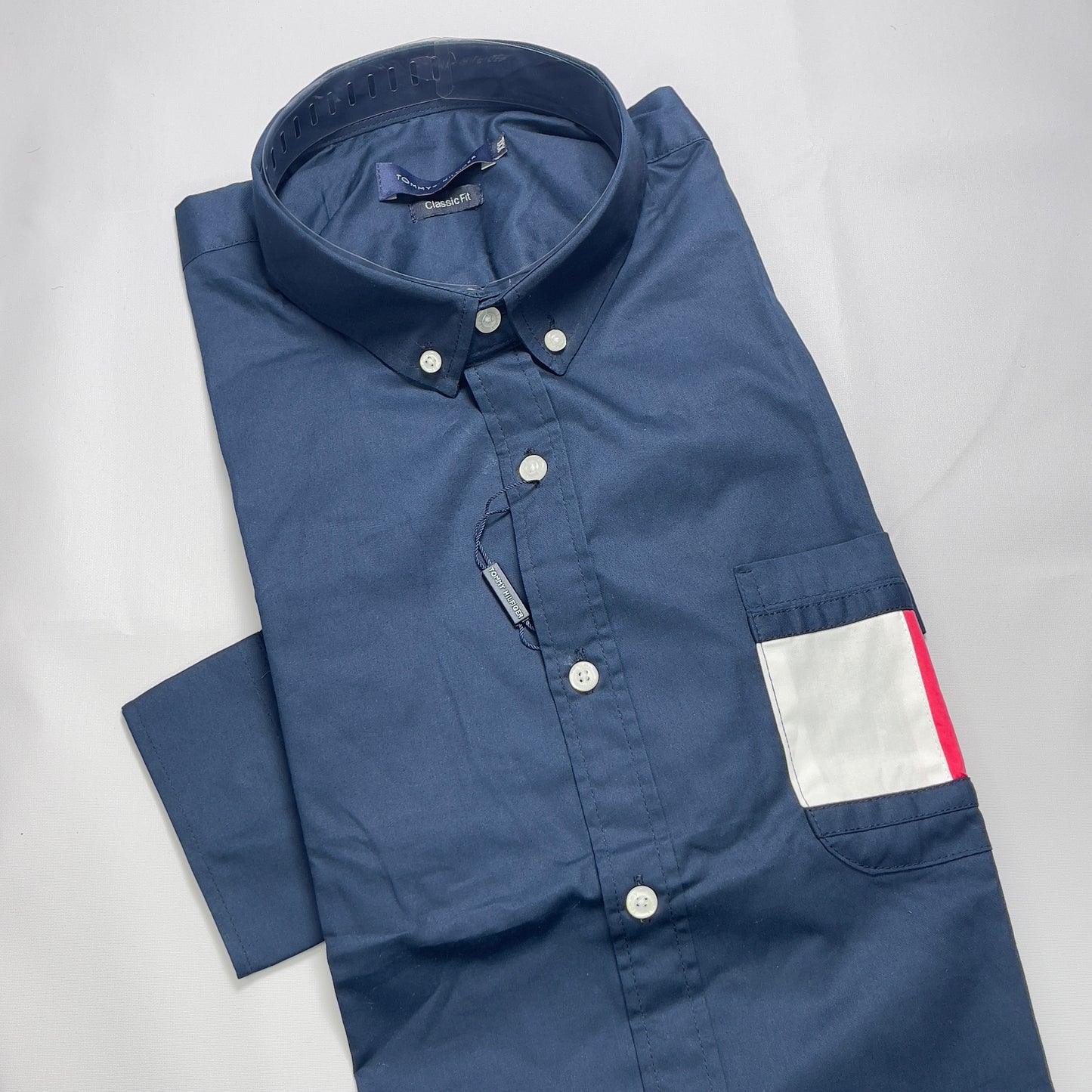 Men Custom Fit Navy Blue Oxford Long Sleeve-TH006