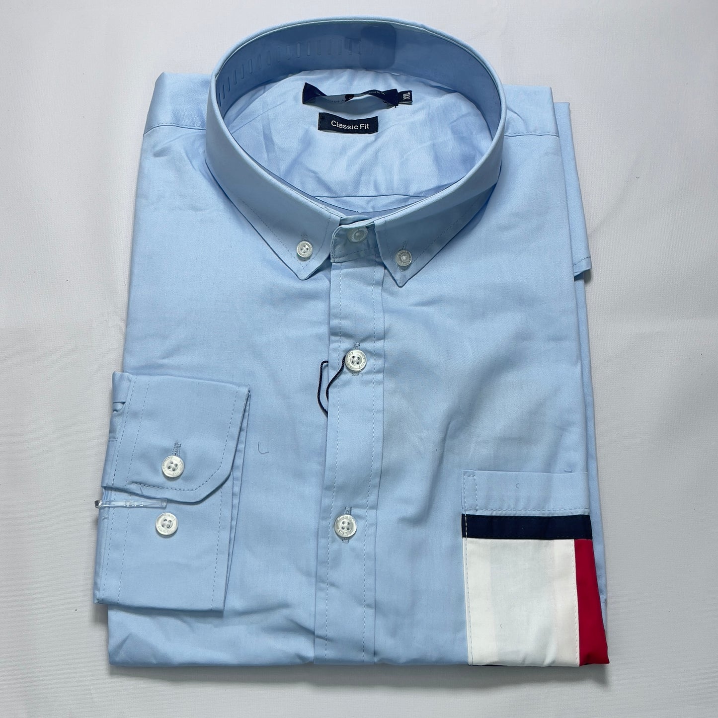 Men Custom Fit Sky Blue Oxford Long Sleeve-TH004