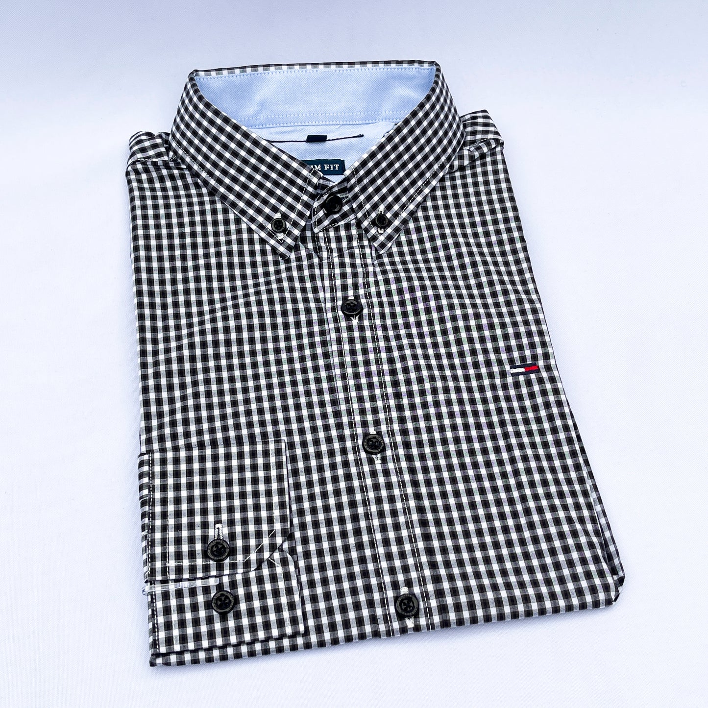 Men's Custom Slim Fit Oxford Shepherd Check Long Sleeves -THL 219