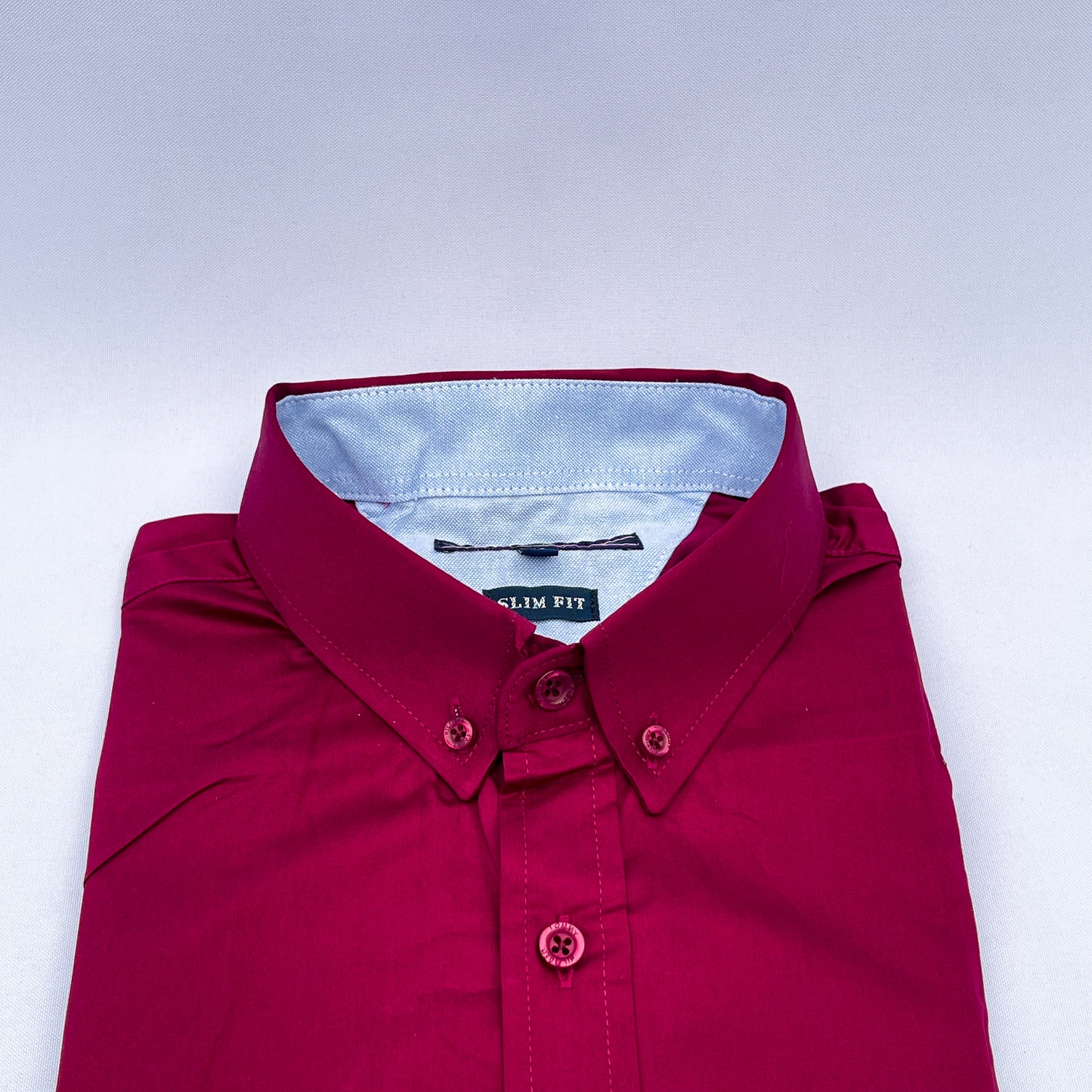 Men's Custom Slim Fit Oxford Burgundy Long Sleeves -THL 227