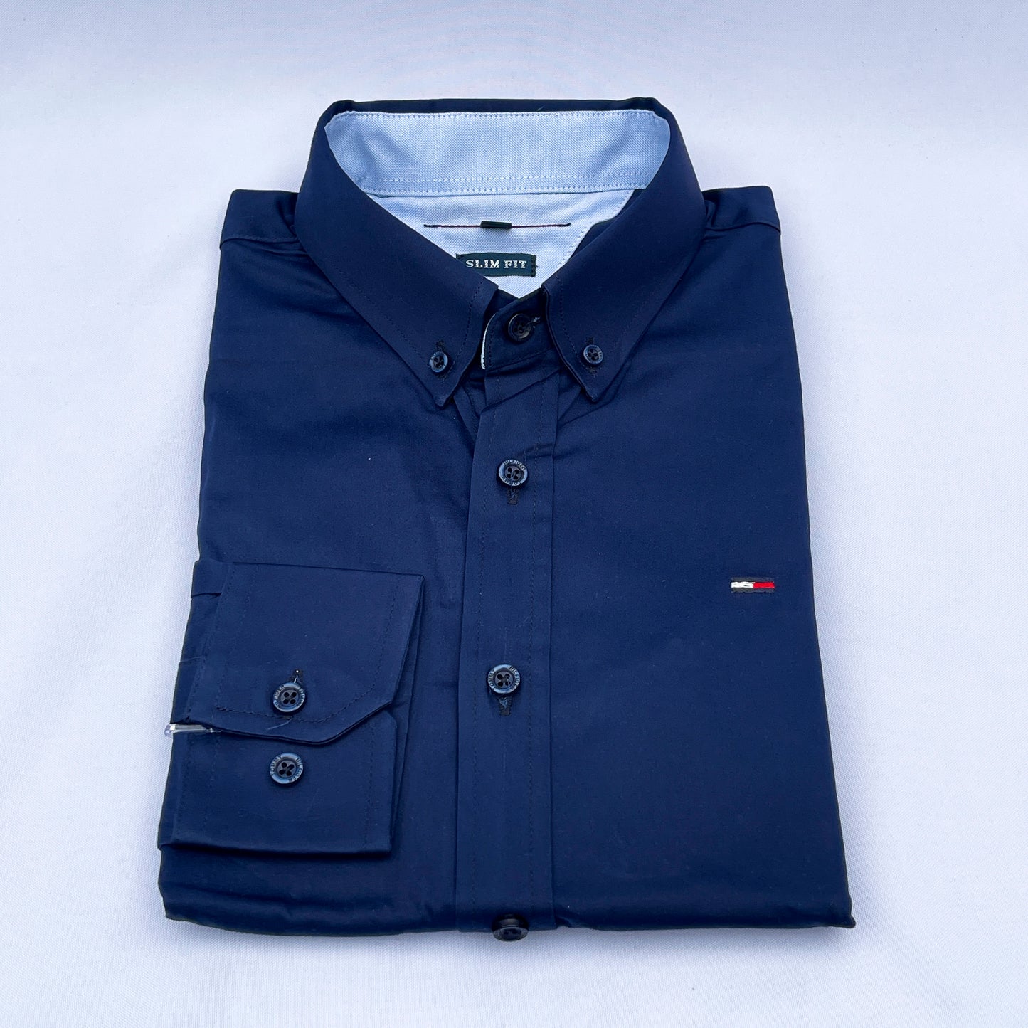 Men's Custom Slim Fit Oxford Navy Blue Long Sleeves -THL 229