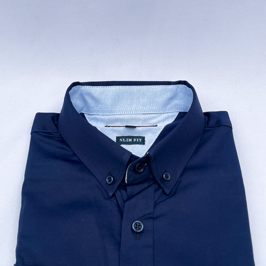 Men's Custom Slim Fit Oxford Navy Blue Long Sleeves -THL 229