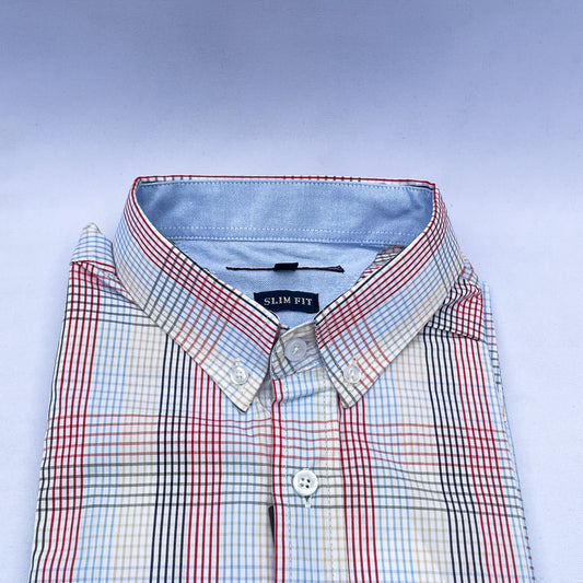 Men's Custom Slim Fit Oxford Check  Long Sleeves -THL 233