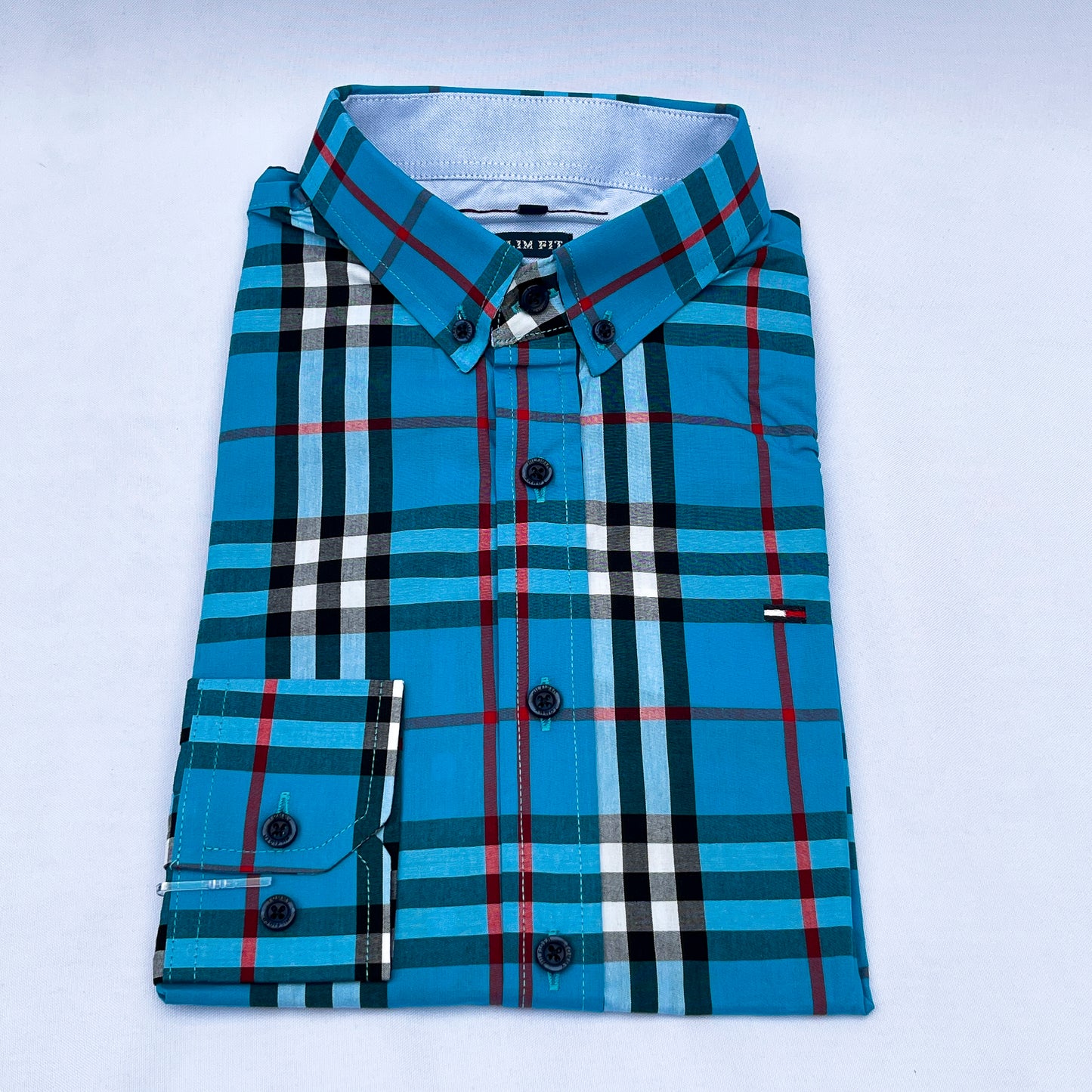 Men's Custom Slim Fit Oxford Check  Long Sleeves -THL 237