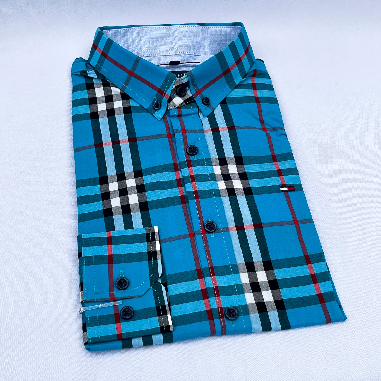 Men's Custom Slim Fit Oxford Check  Long Sleeves -THL 237