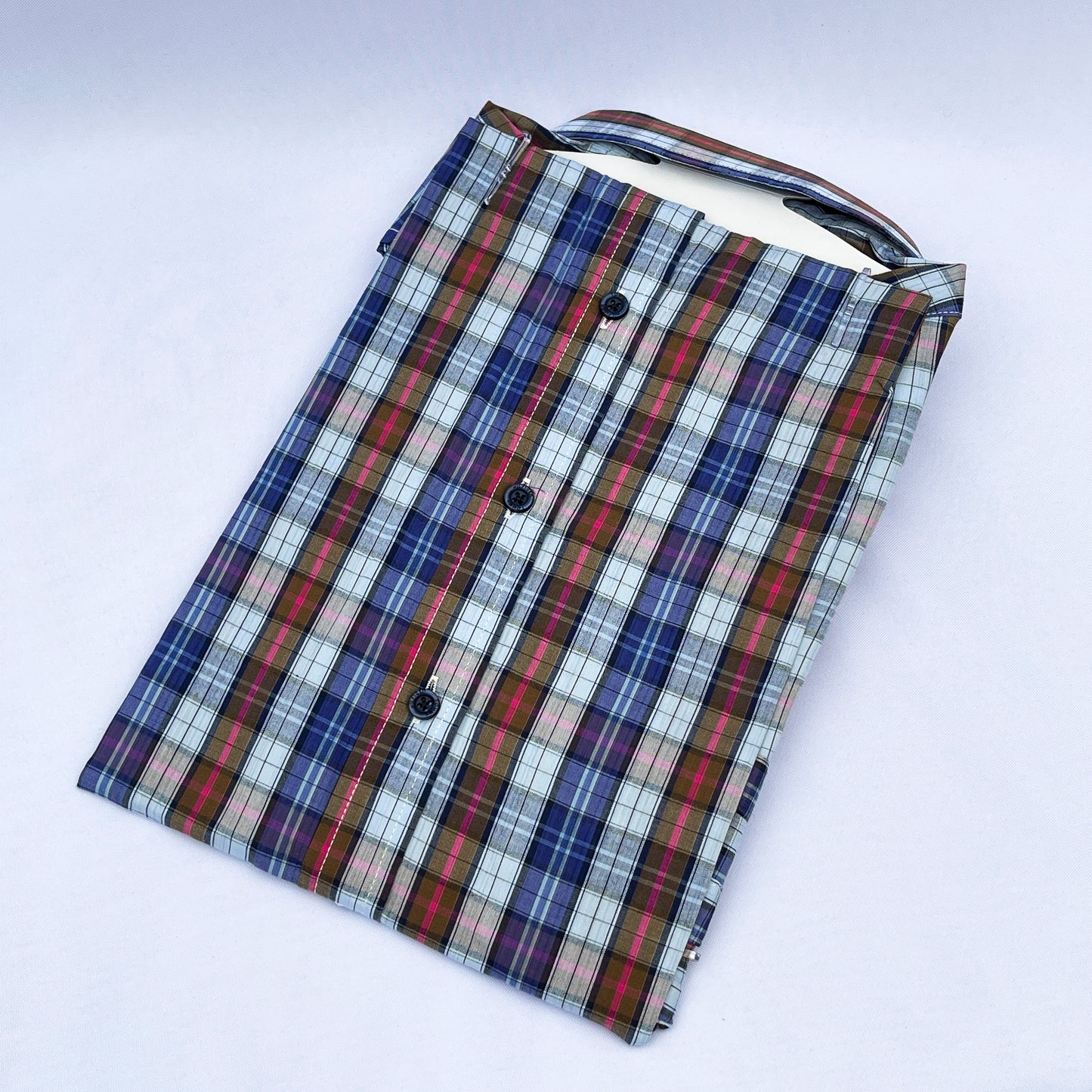 Men's Custom Slim Fit Oxford Check  Long Sleeves -THL 239