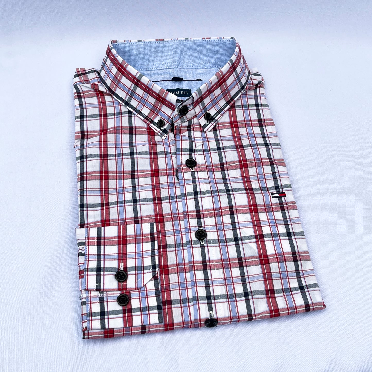 Men's Custom Slim Fit Oxford Check  Long Sleeves -THL 243