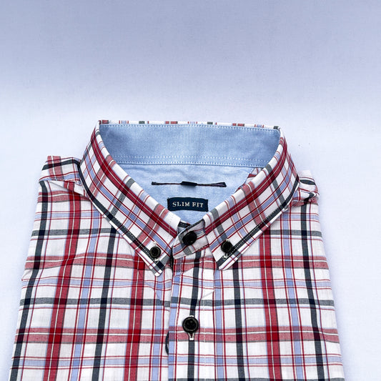 Men's Custom Slim Fit Oxford Check  Long Sleeves -THL 243