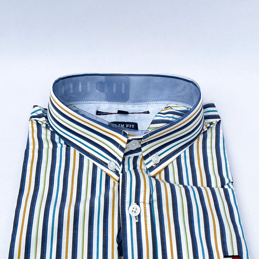 Men's Custom Slim Fit Oxford Striped Long Sleeves -THL 245