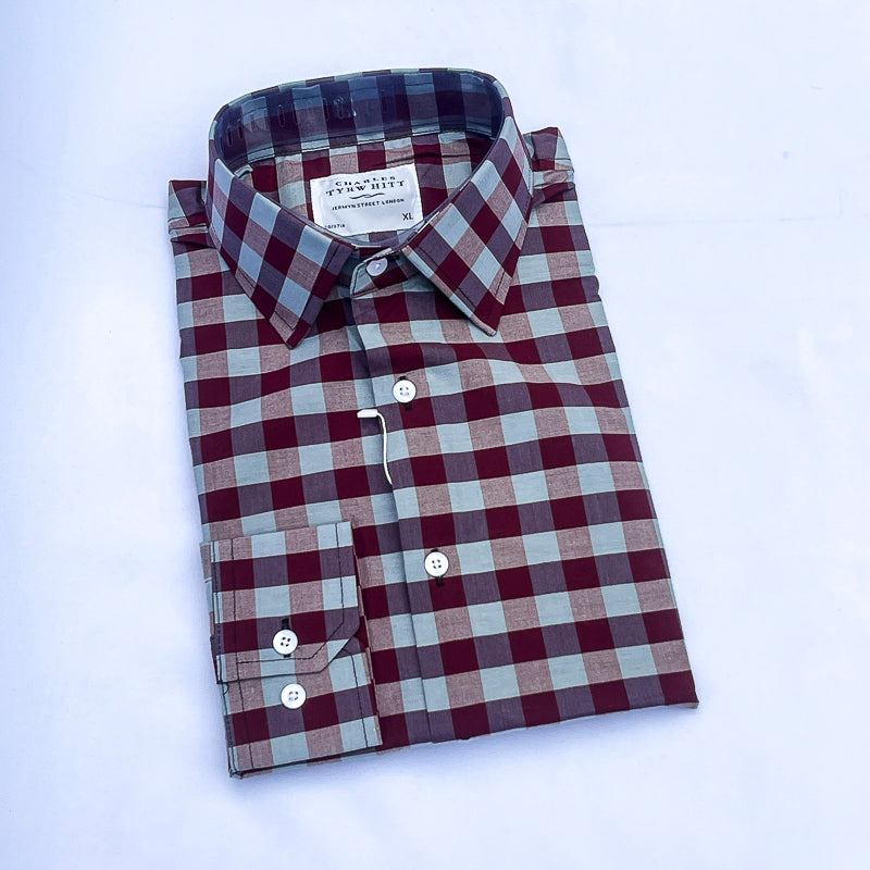 Men's Custom Fit Multi Check Long Sleeve CT045