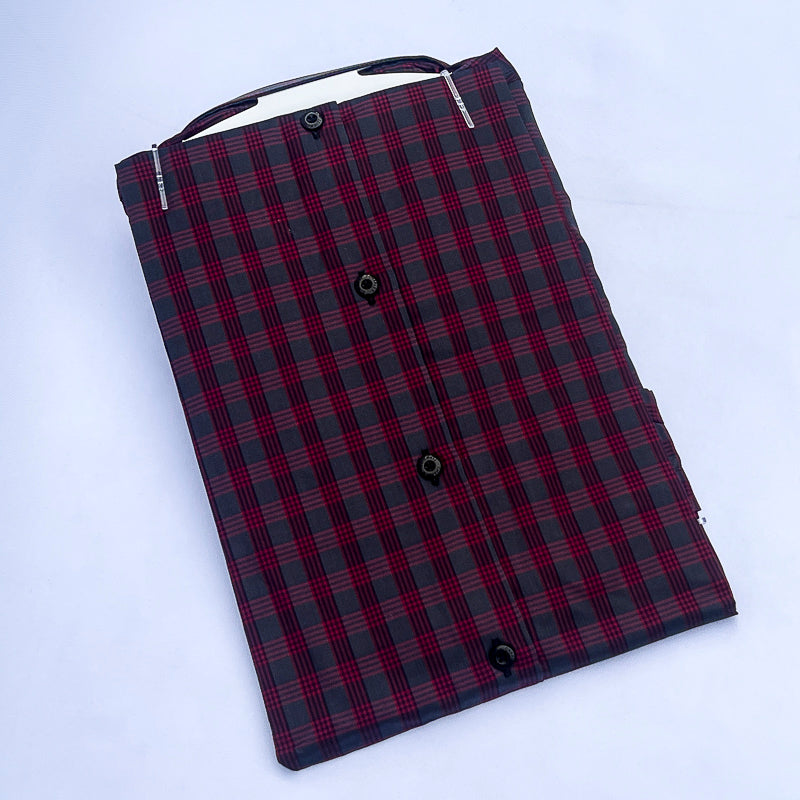 Men's Custom Fit Red Check Long Sleeve CT046