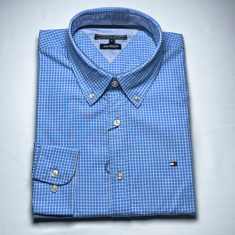 Men's Custom Fit Blue Long Sleeve- TH302