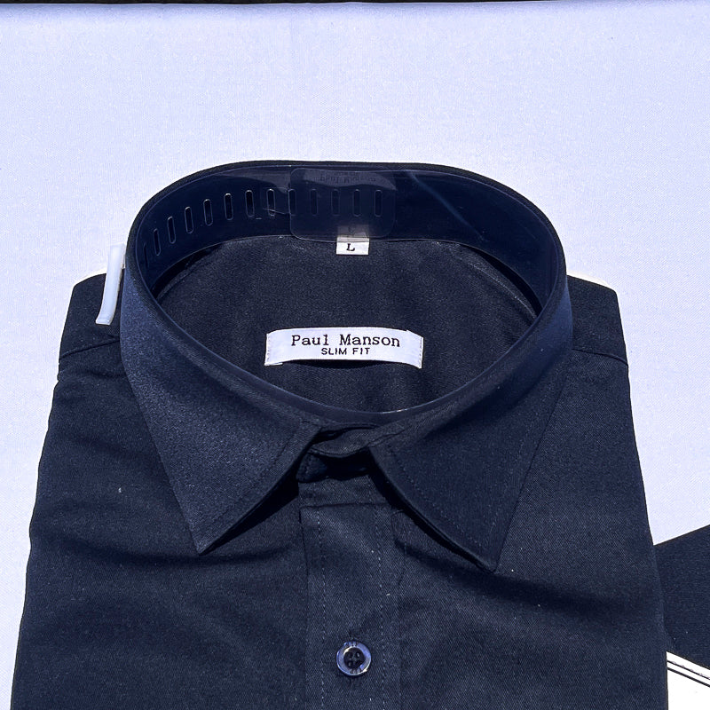 Men Custom Fit Navy Blue Long Sleeve- PM050