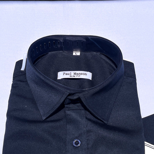 Men Custom Fit Navy Blue Long Sleeve- PM050