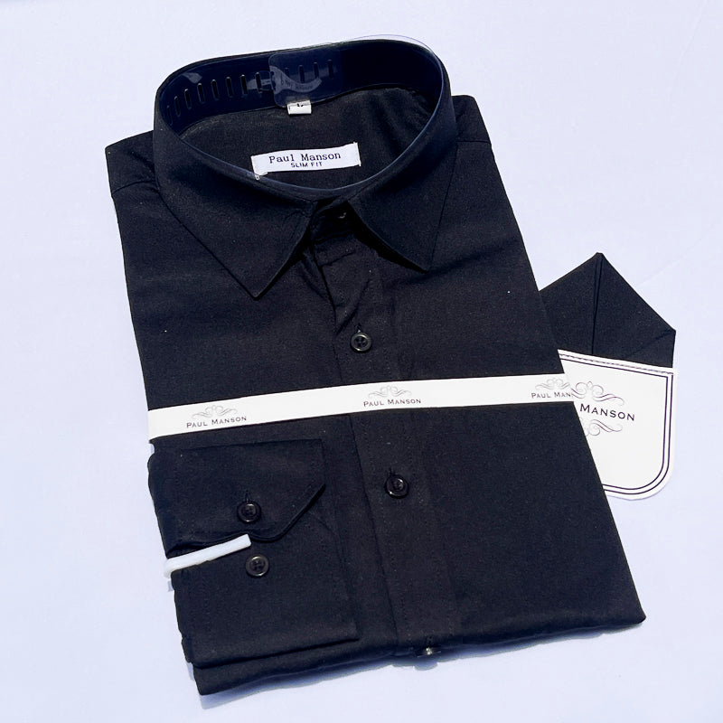 Men Custom Fit Black Long Sleeve- PM055