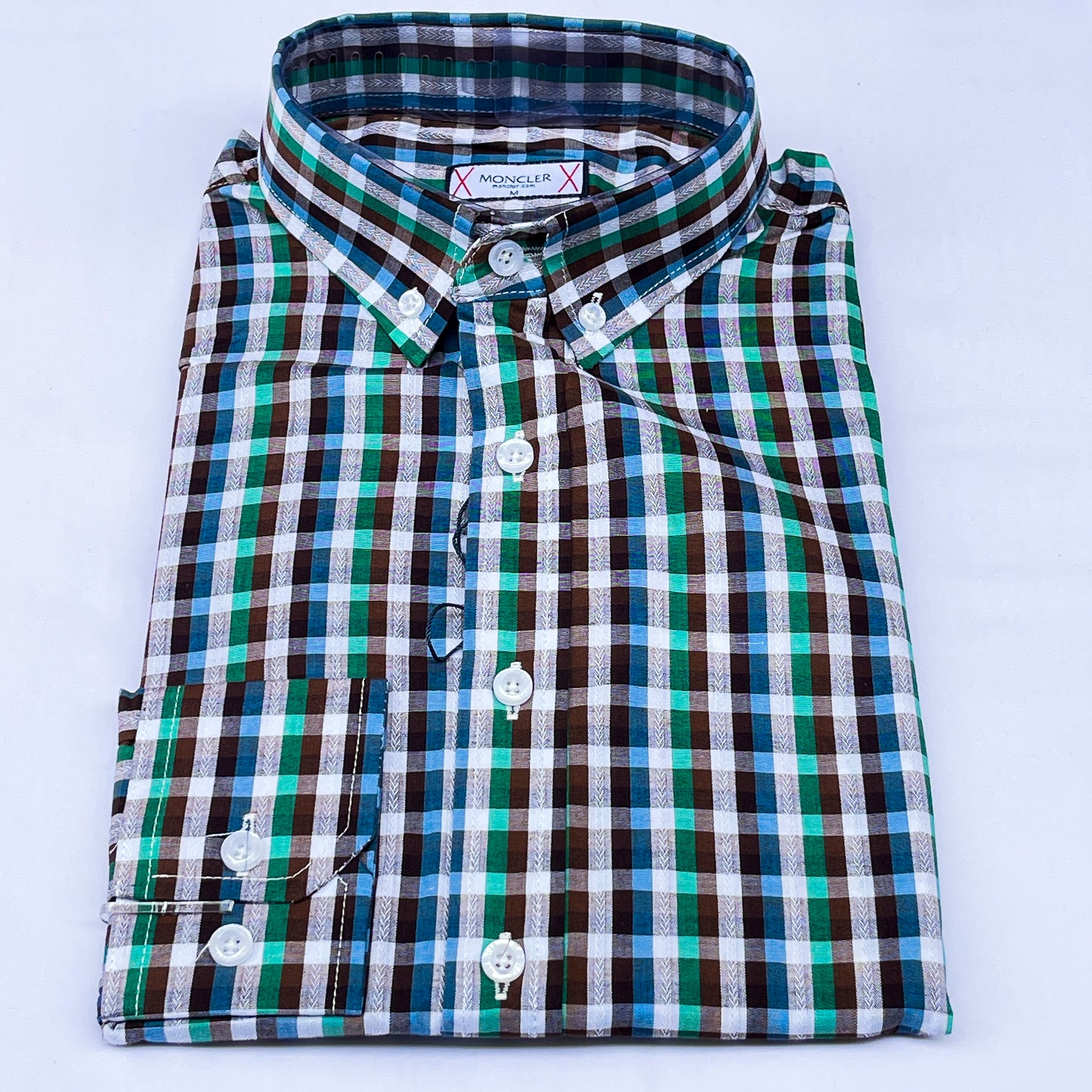 Men’s Custom Fit Blue Checked Shirt - G007