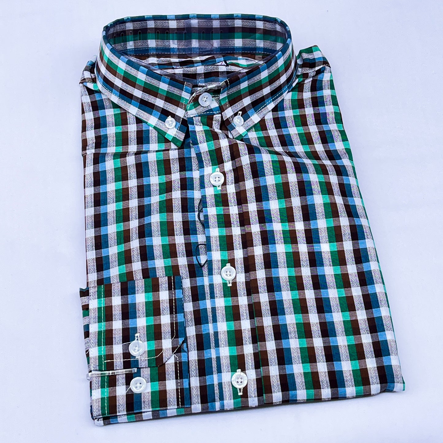 Men’s Custom Fit Blue Checked Shirt - G007