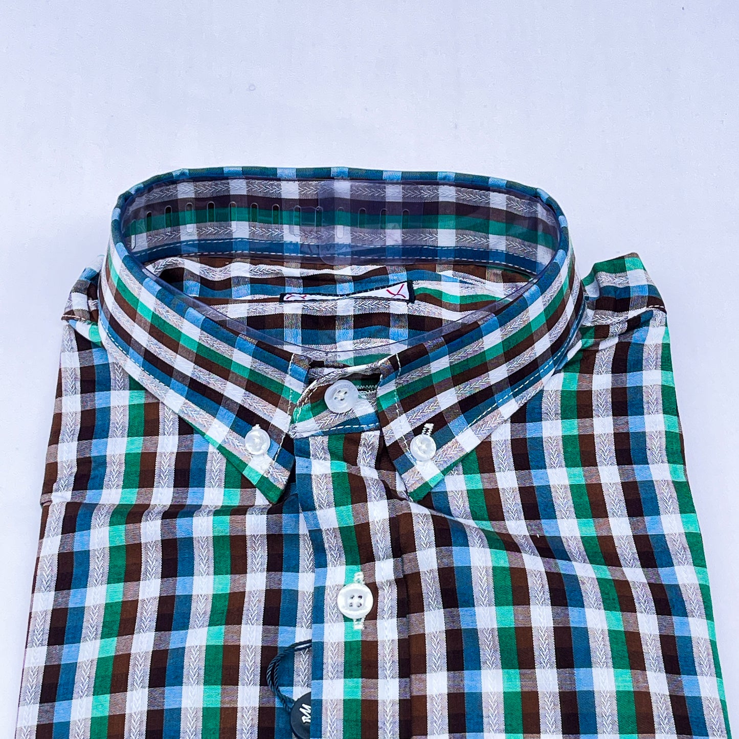 Men’s Custom Fit Blue Checked Shirt - G007