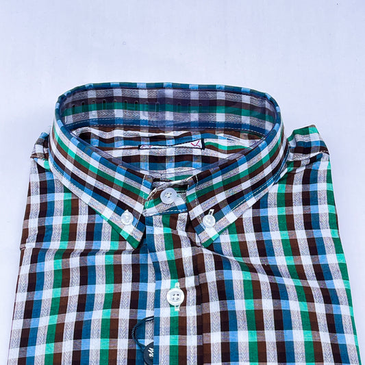 Men’s Custom Fit Blue Checked Shirt - G007
