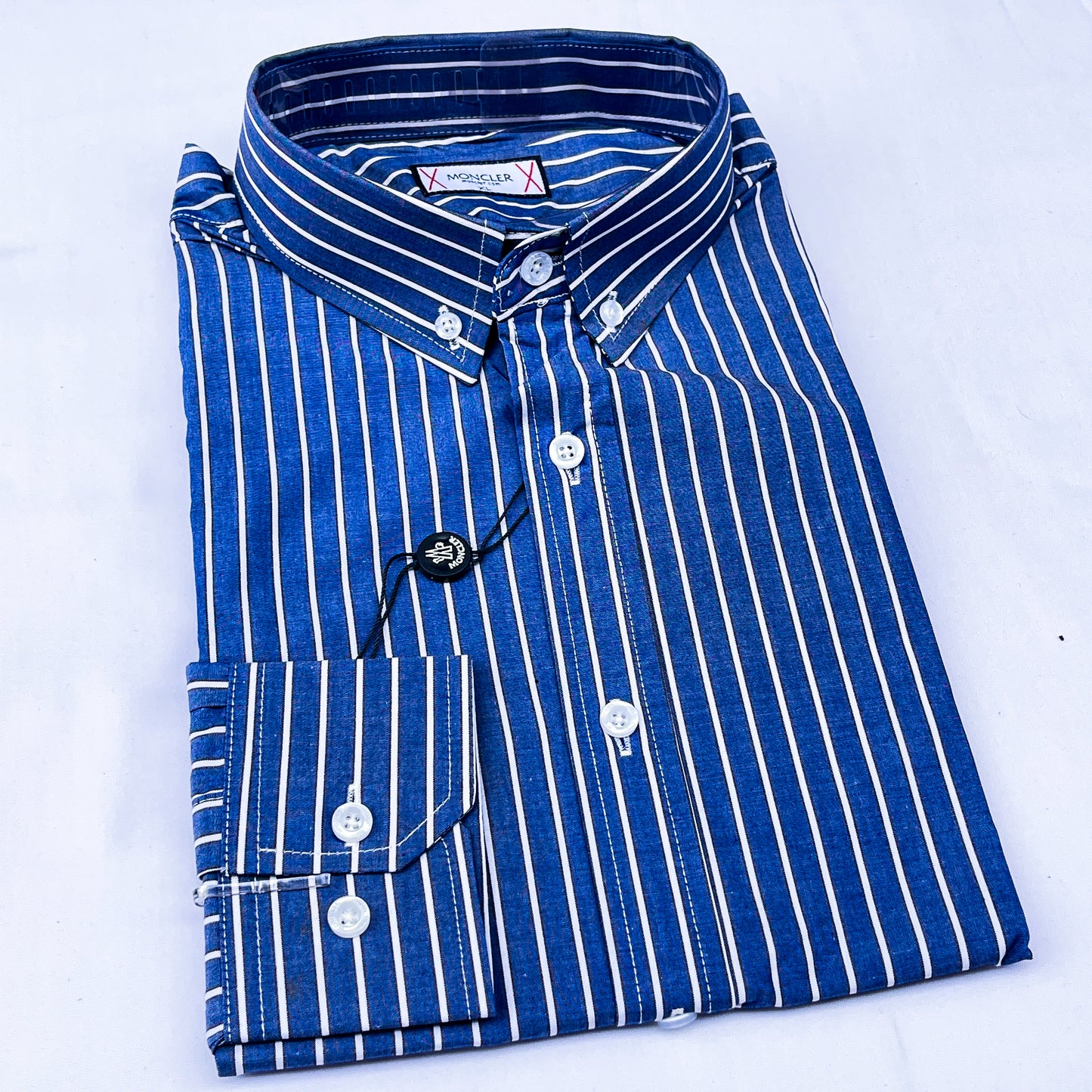 Men’s Custom Fit Blue Striped Shirt W02