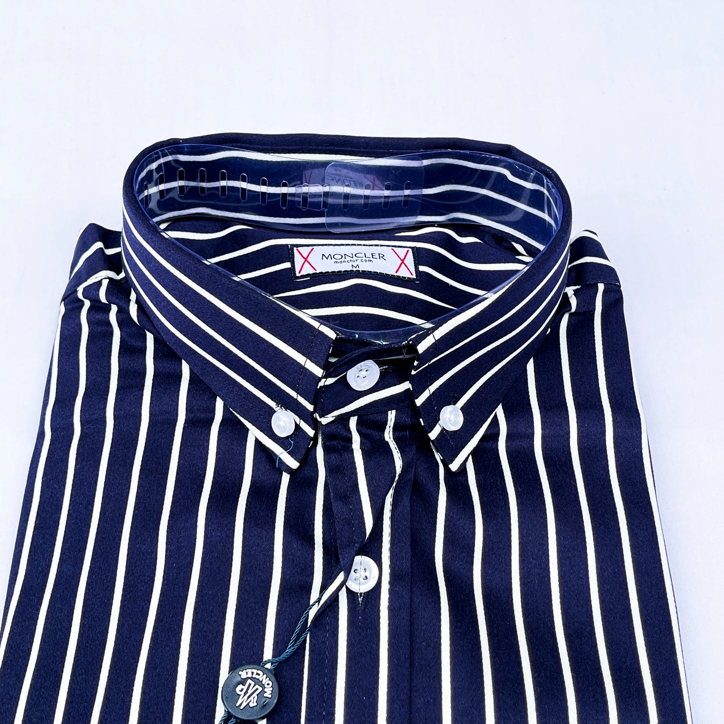 Men’s Custom Fit Navy Blue Striped Shirt W02
