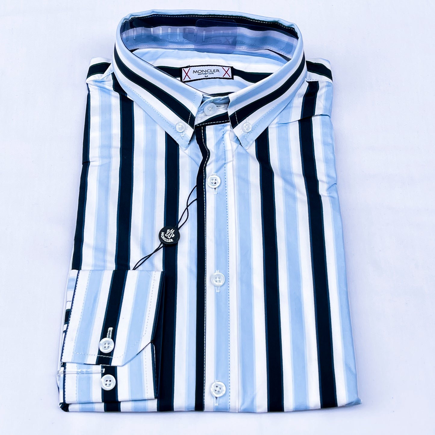 Men’s Custom Fit Sky Blue Striped Shirt W07