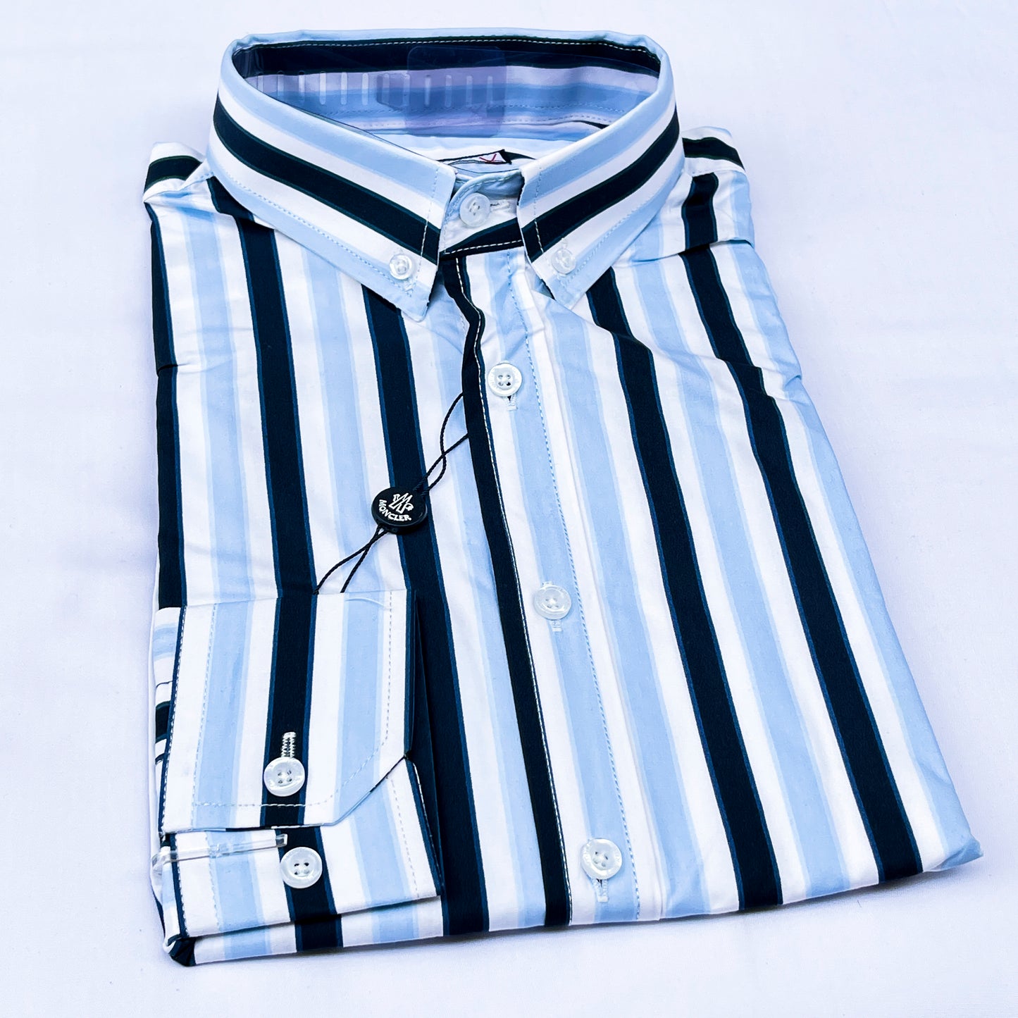 Men’s Custom Fit Sky Blue Striped Shirt W07