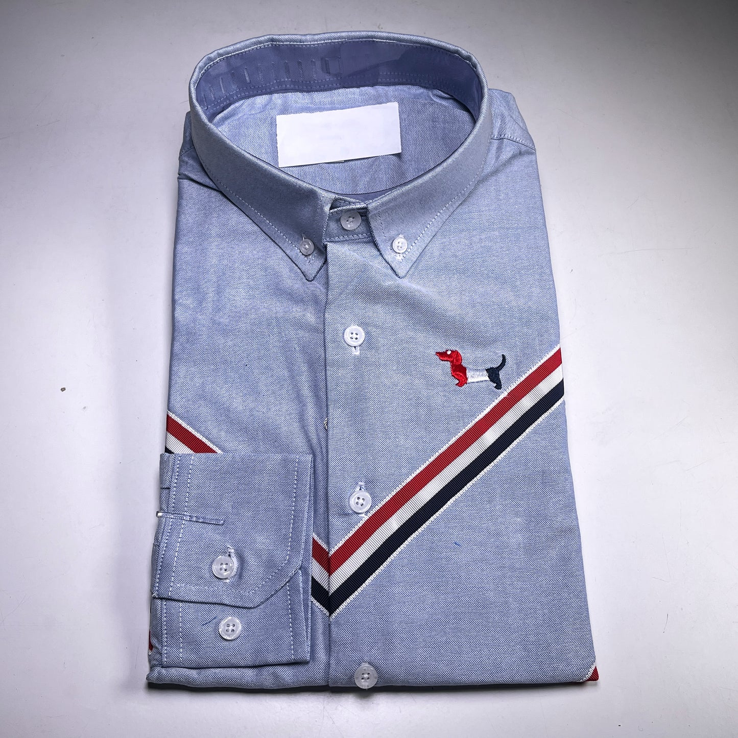 Men's Custom Fit Blue Long Sleeve Oxford Shirt -TB113