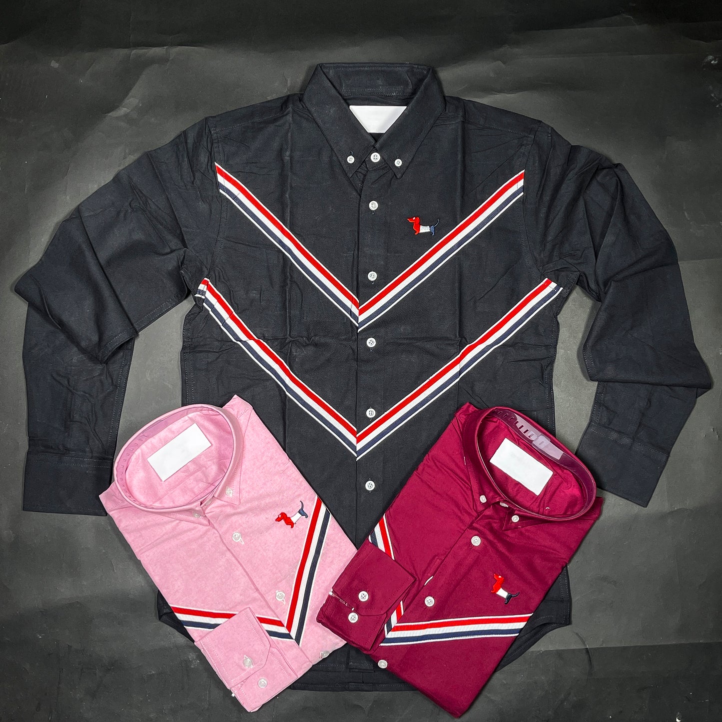 Men's Custom Fit Black Long Sleeve Oxford Shirt -TB103