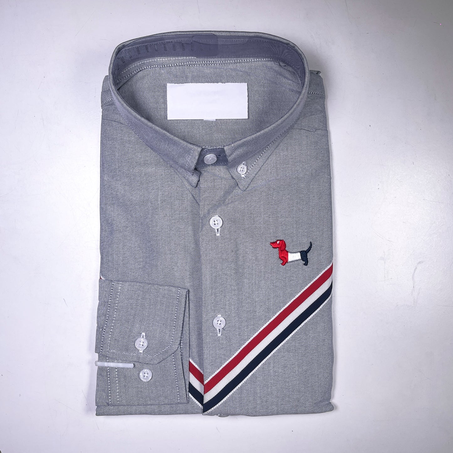 Men's Custom Fit Gray Long Sleeve Oxford Shirt -TB101