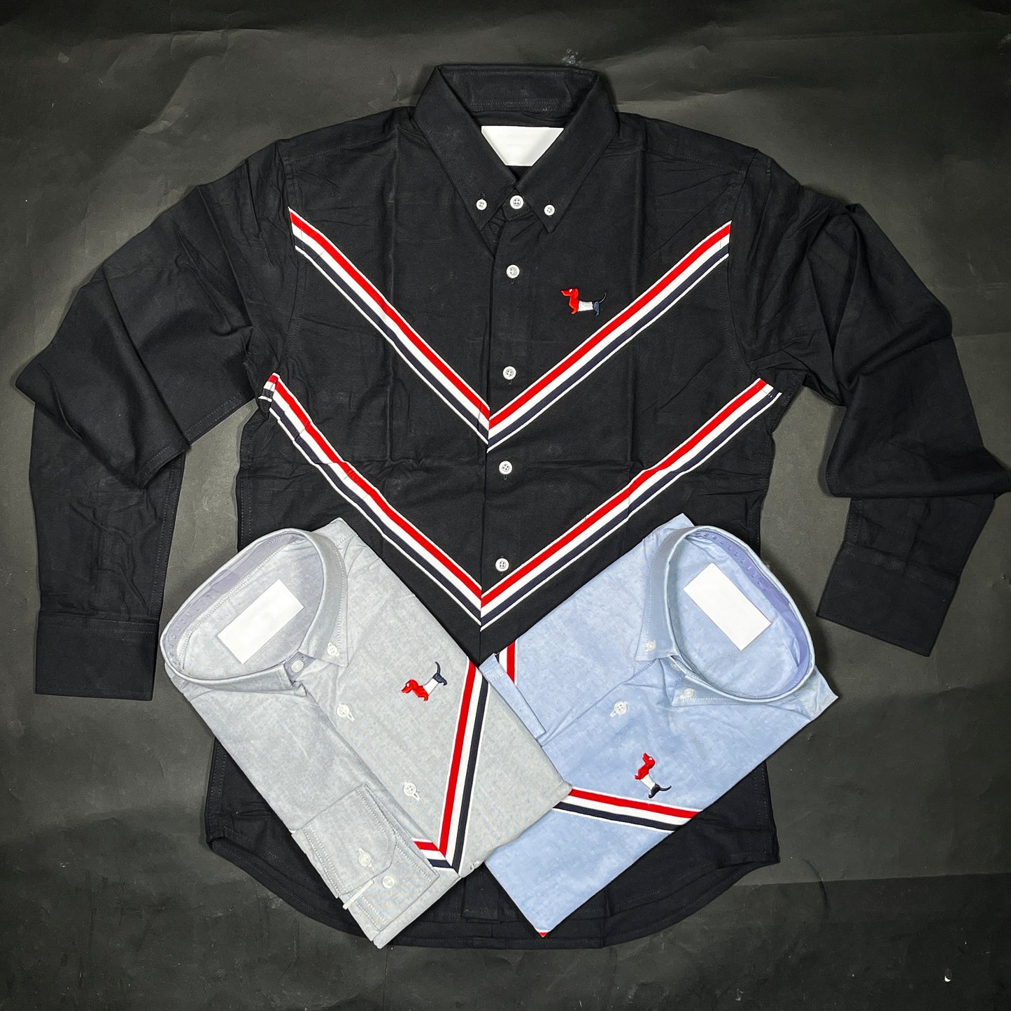 Men's Custom Fit Blue Long Sleeve Oxford Shirt -TB113