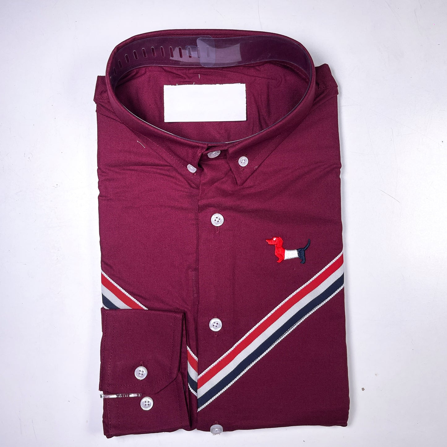 Men's Custom Fit Wine Long Sleeve Oxford Shirt -TB107
