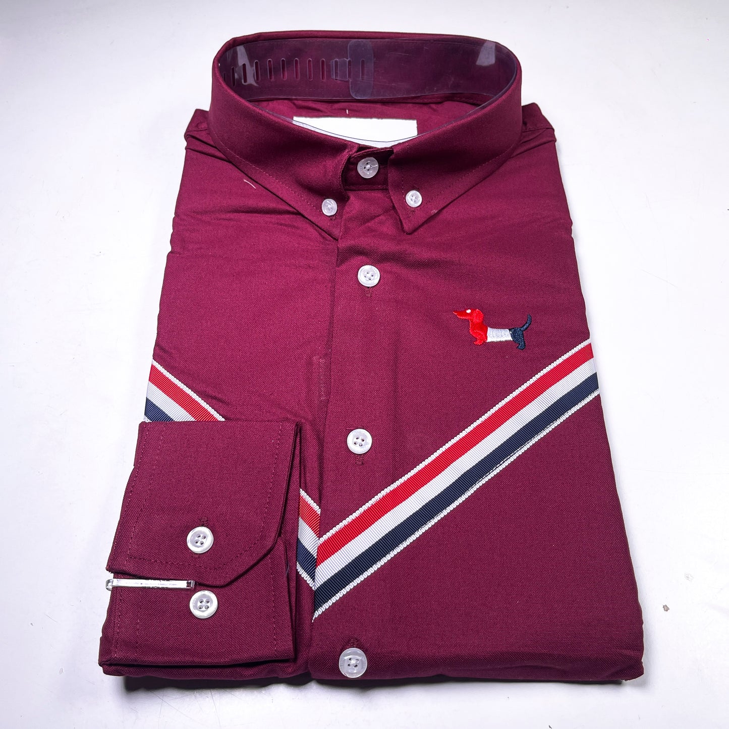 Men's Custom Fit Wine Long Sleeve Oxford Shirt -TB107