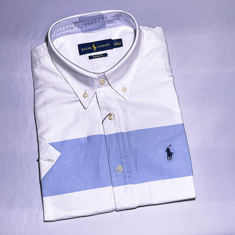 Men Custom Fit Oxford White Short Sleeve -PRL08