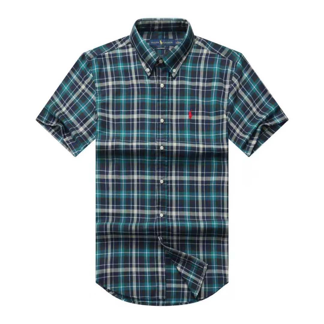 Men Custom Fit Cyan Tartan Plaid Short Sleeve- RL7
