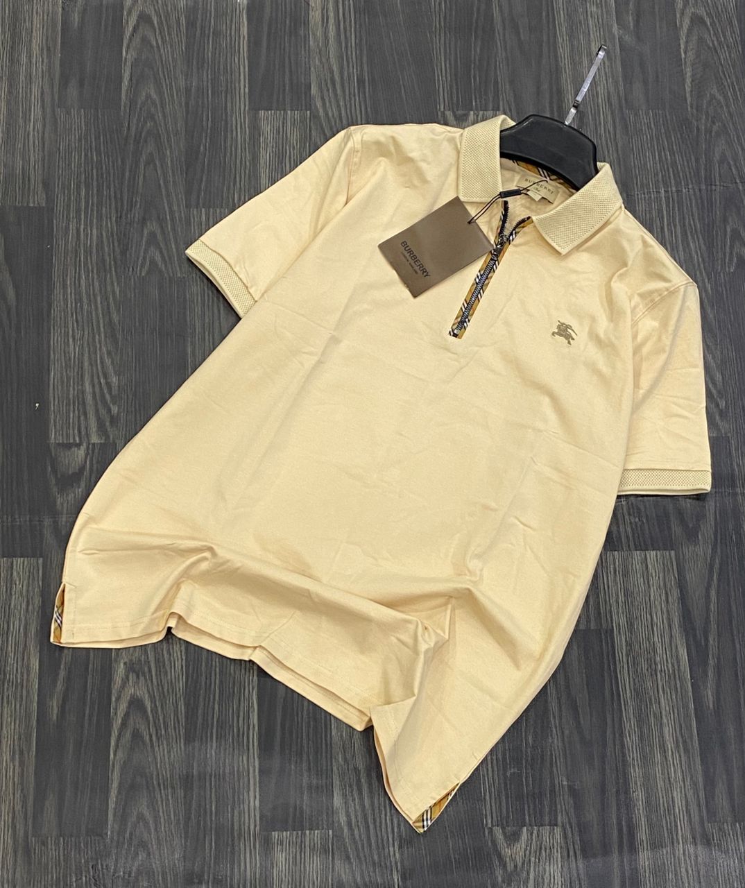 Men's Short Sleeve Cream Zip Neck Shirt