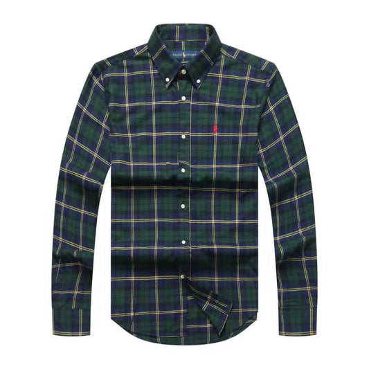 Men Custom Fit Spruce Green Tartan Plaid Long Sleeve