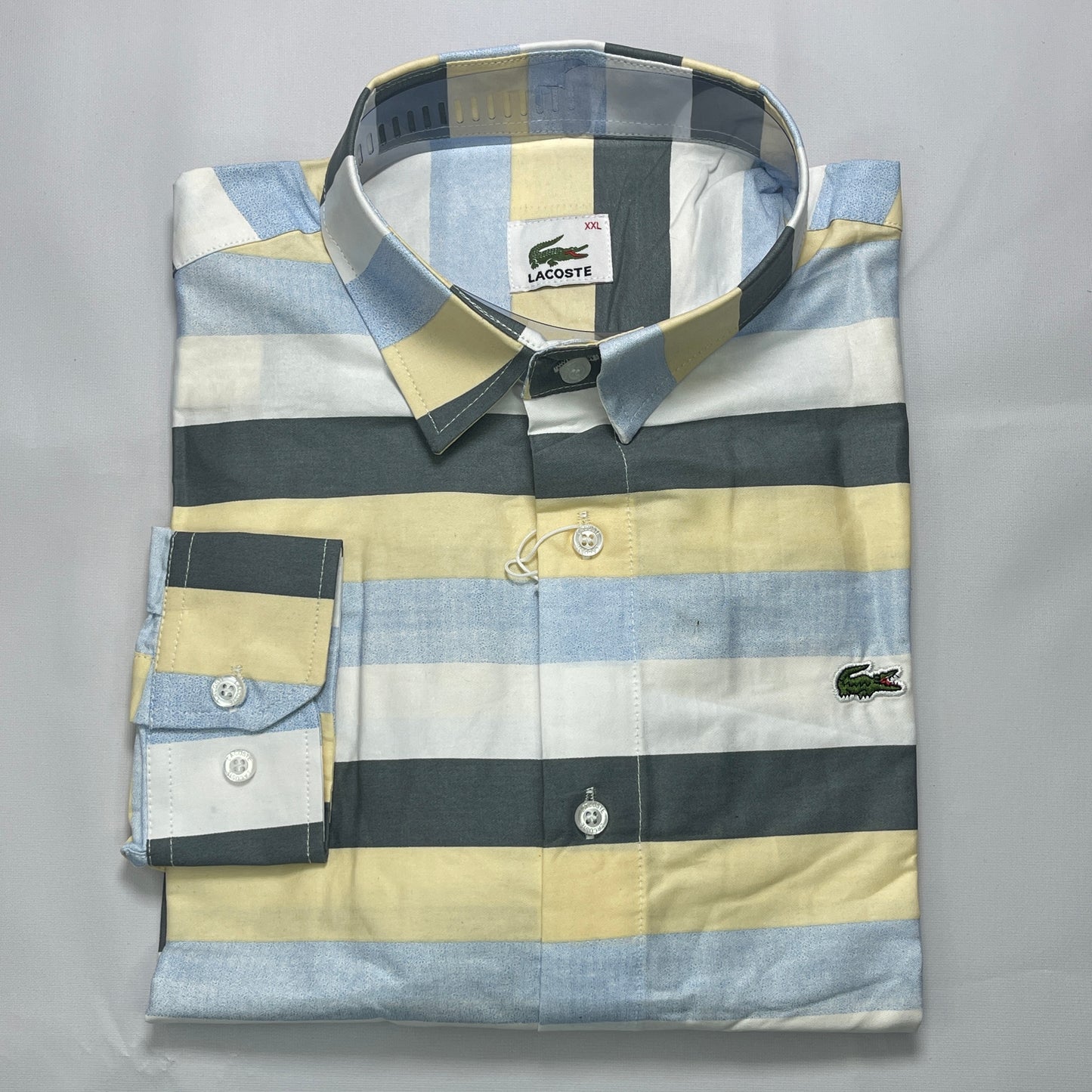 Men Custom Fit Blue Striped Shirt -LS01