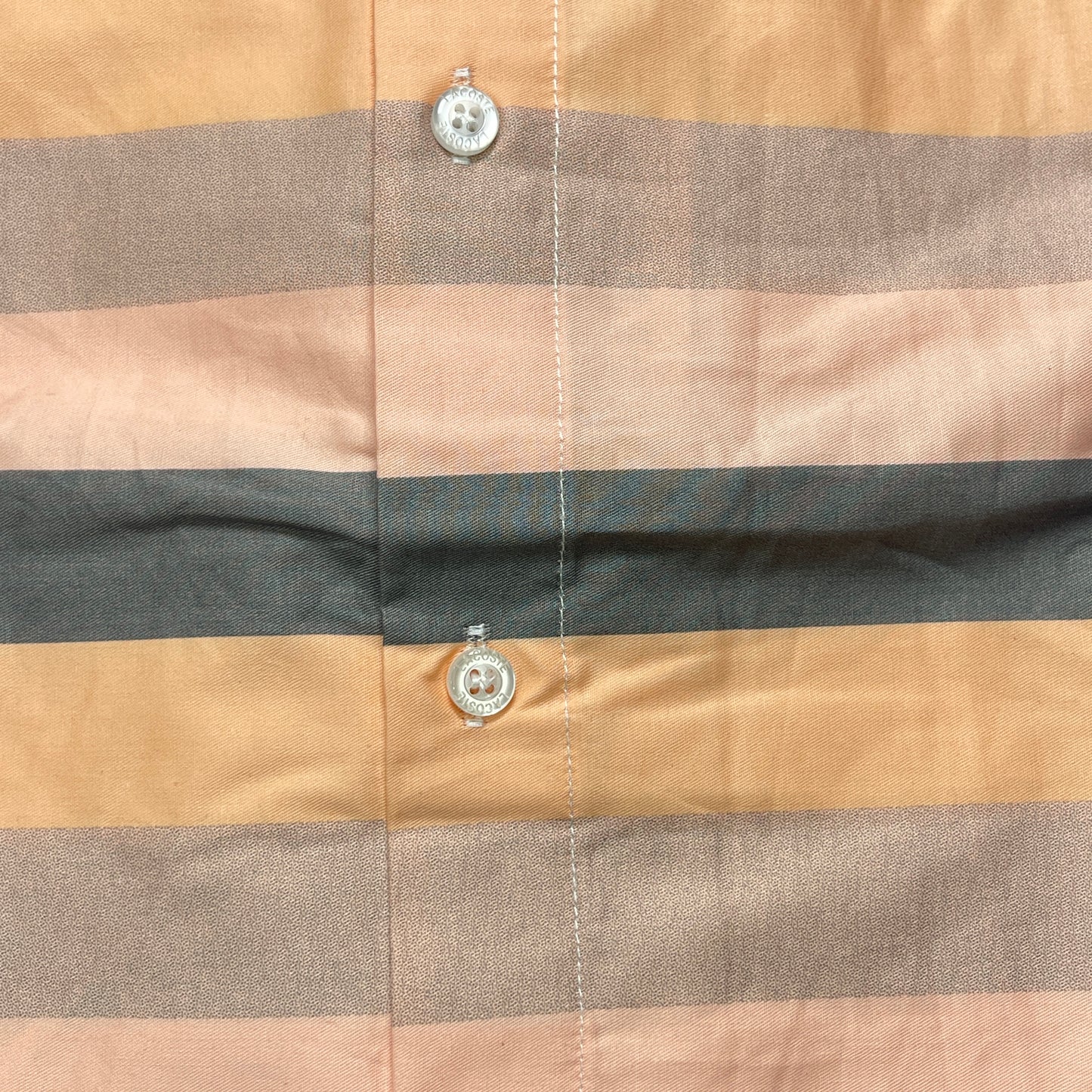 Men Custom Fit Peach Striped Shirt -LS03