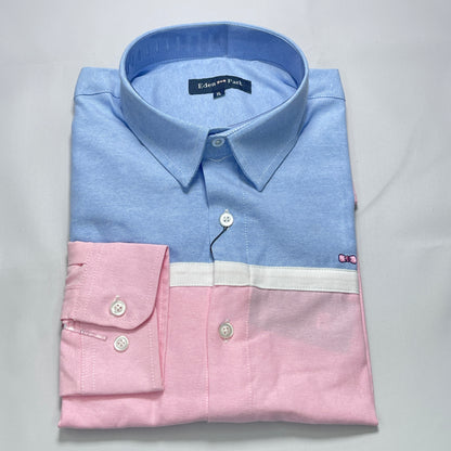 Eden Park Dual-Tone Blue and Pink Oxford Long Sleeve